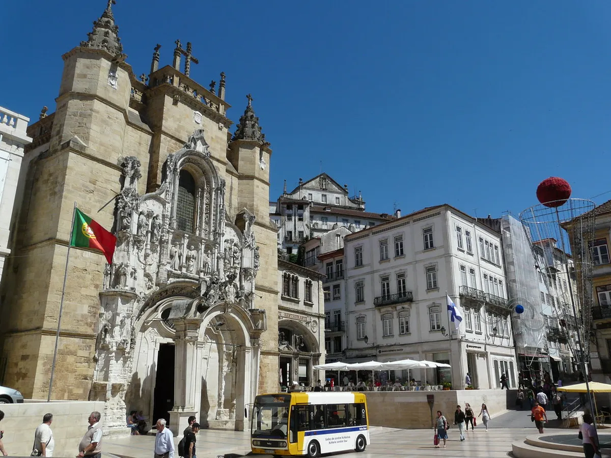 Coimbra's Praça 8 de Maio square, a popular meeting point for walking tours departing into the historic center