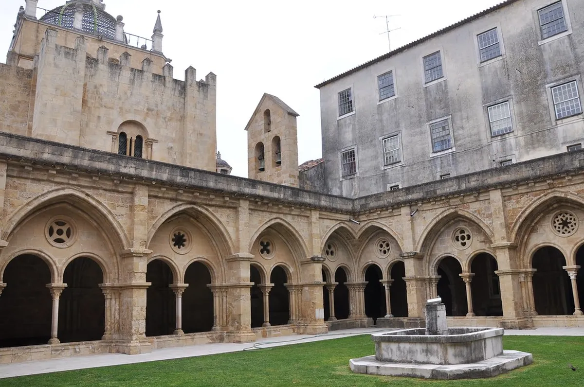 Coimbra Sé Velha stone interior showing centuries of Romanesque and Gothic architectural layers