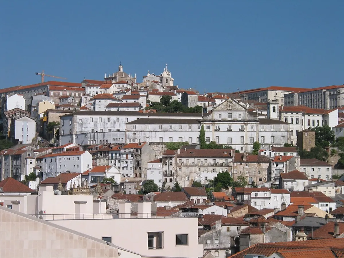 Coimbra Baixa district street scene near the university with historic architecture