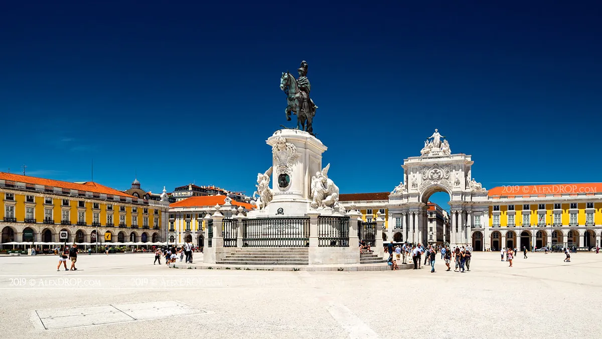 Lisbon Terreiro do Paço waterfront square with the iconic Rua Augusta Arch and open plaza