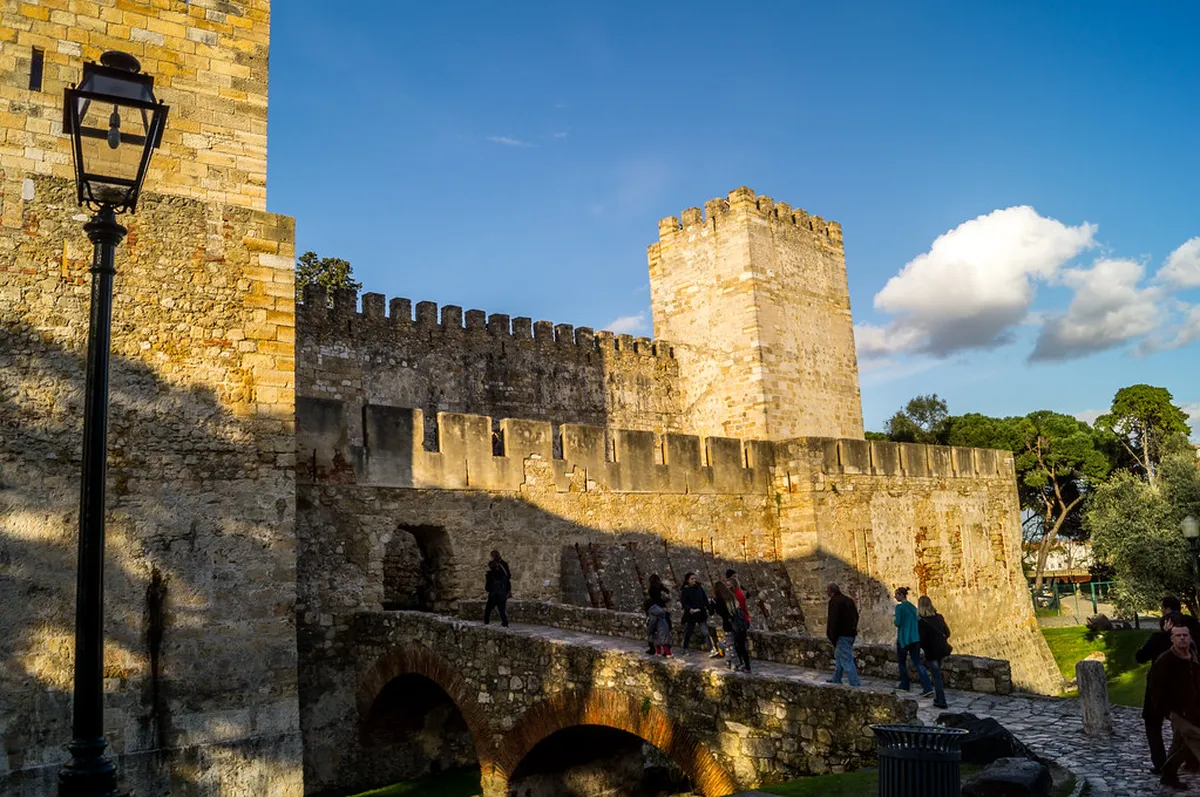 Medieval battlements of São Jorge Castle Lisbon where the 1147 Christian Reconquista conquest took place