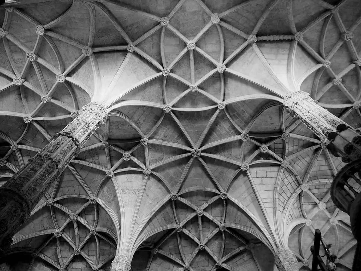 Lisbon Jerónimos Monastery ornate Manueline facade with carved stonework in the Belém district