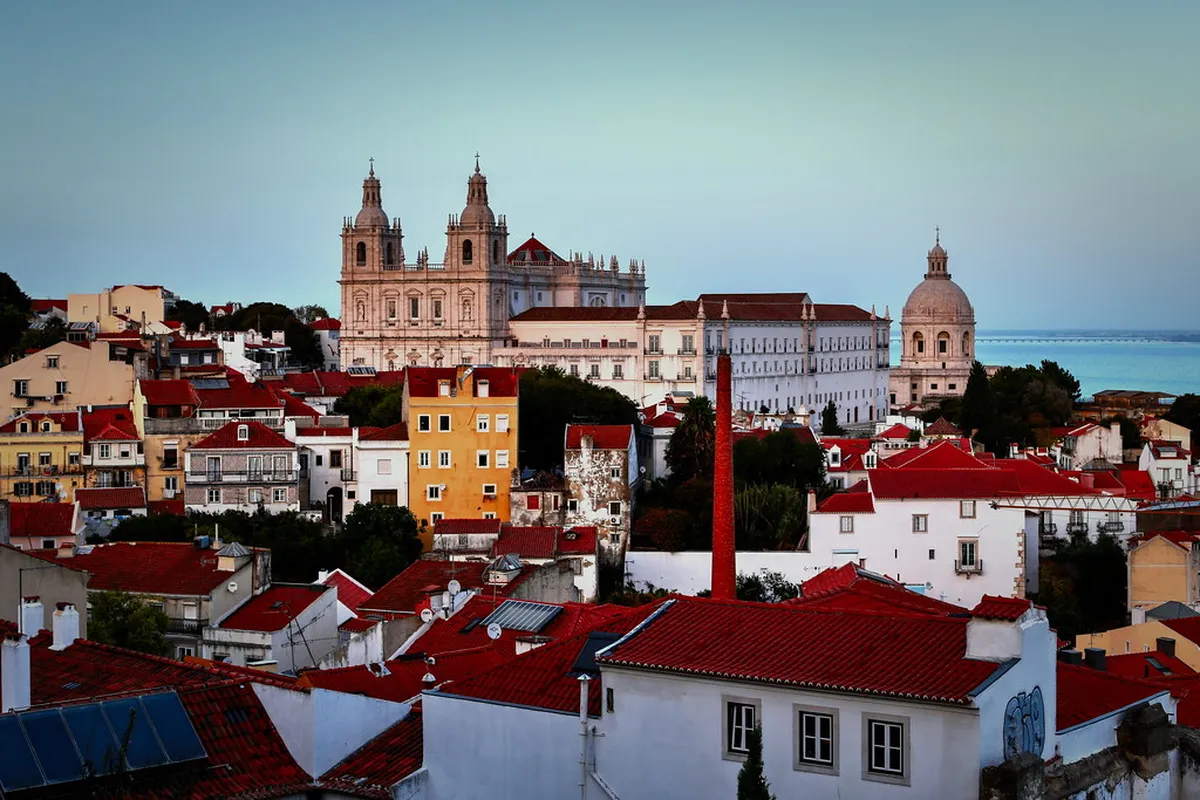 Lisbon São Vicente de Fora Monastery white baroque facade overlooking the Alfama neighbourhood