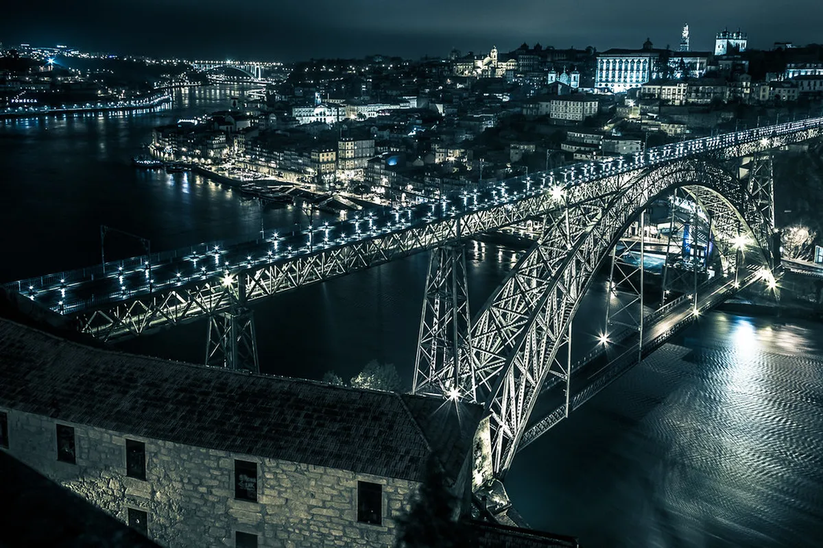 Scenic view along the Cais das Pedras quay in Porto's Miragaia district with the Douro River